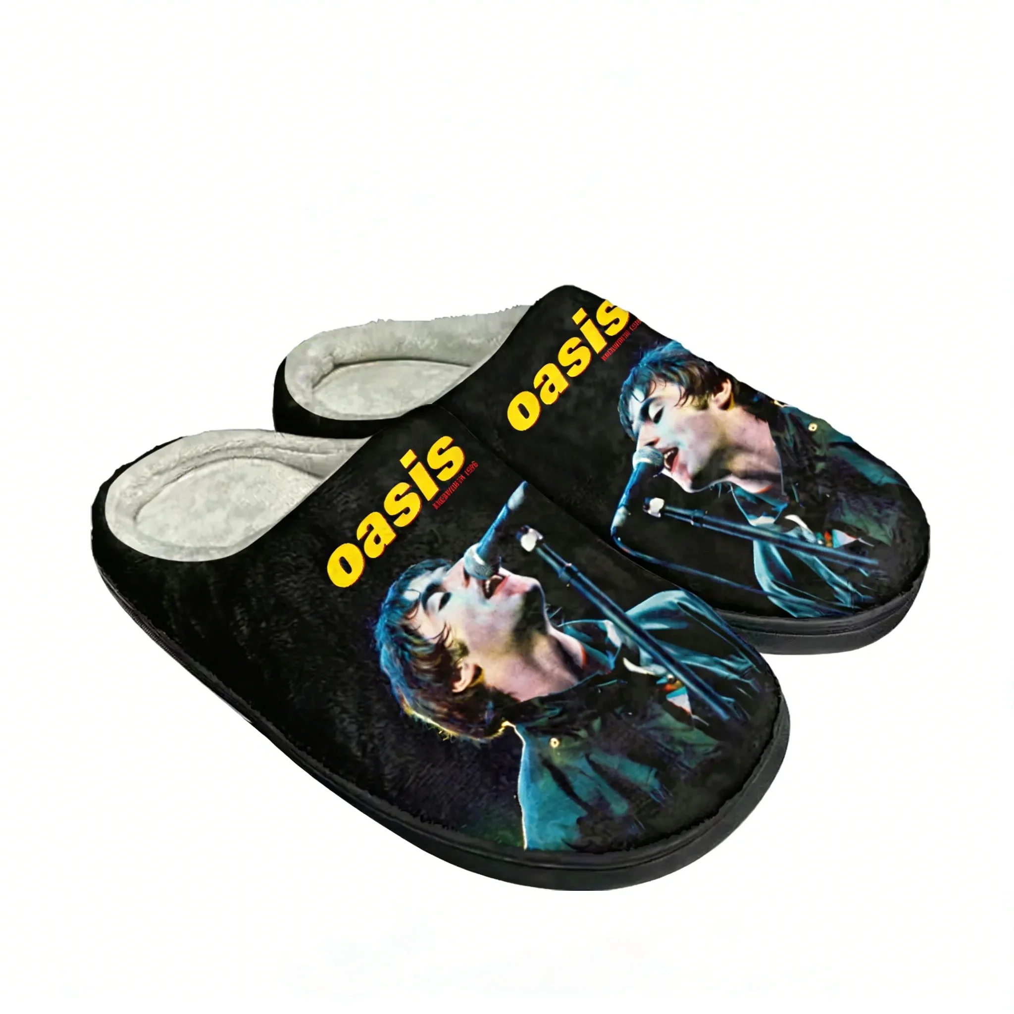 

Oasis Rock Band Home Cotton Custom Slippers Men Women Plush Bedroom Casual Keep Warm Shoes Thermal Slipper Custom Shoes