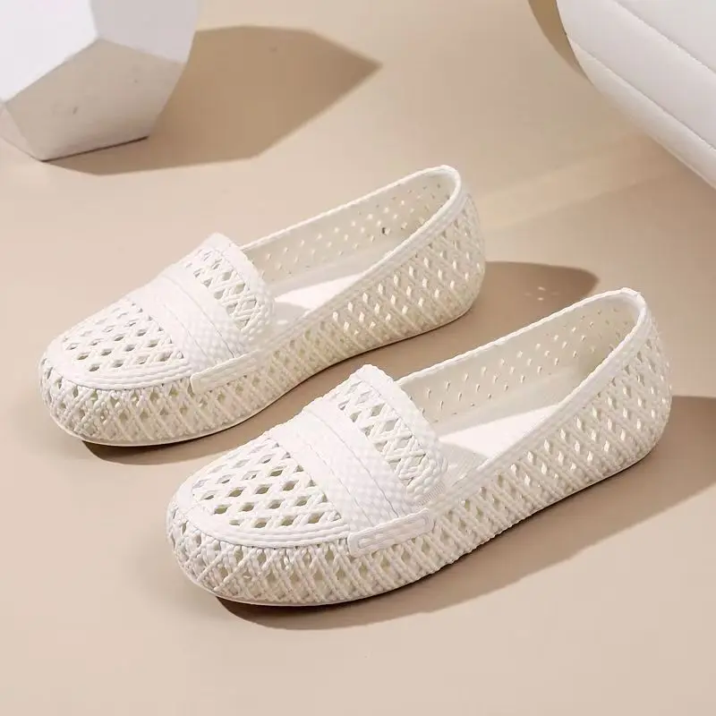 Baotou – sandales de plage à semelle plate ajourée pour femmes, chaussures de plage à semelle souple, antidérapantes, légères, de grotte, de pataugeoire, nouvelle collection été