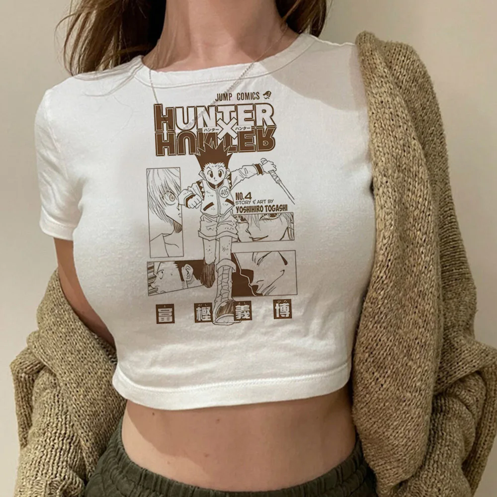 Hunter x Hunter crop top Babydoll con corsé estético de los años 2000 2025, camisetas góticas vintage de gyaru para niñas