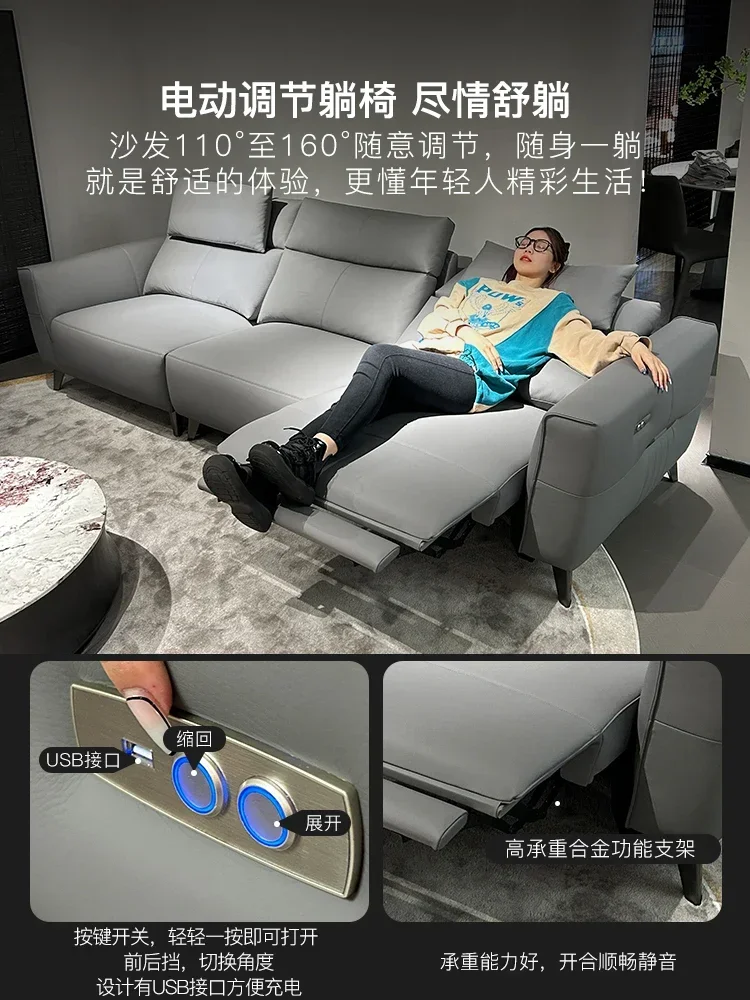 Picture 5: Space Capsule Italian Minimalist Top Layer Cowhide Multi-Functional High Backrest Sofa