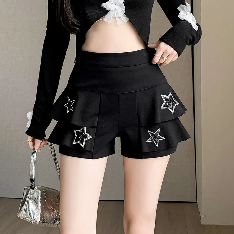 

2025 New High Waist Rhinestone Cake Skirt Anti-Exposure Wide Leg Boot Skirt for Women