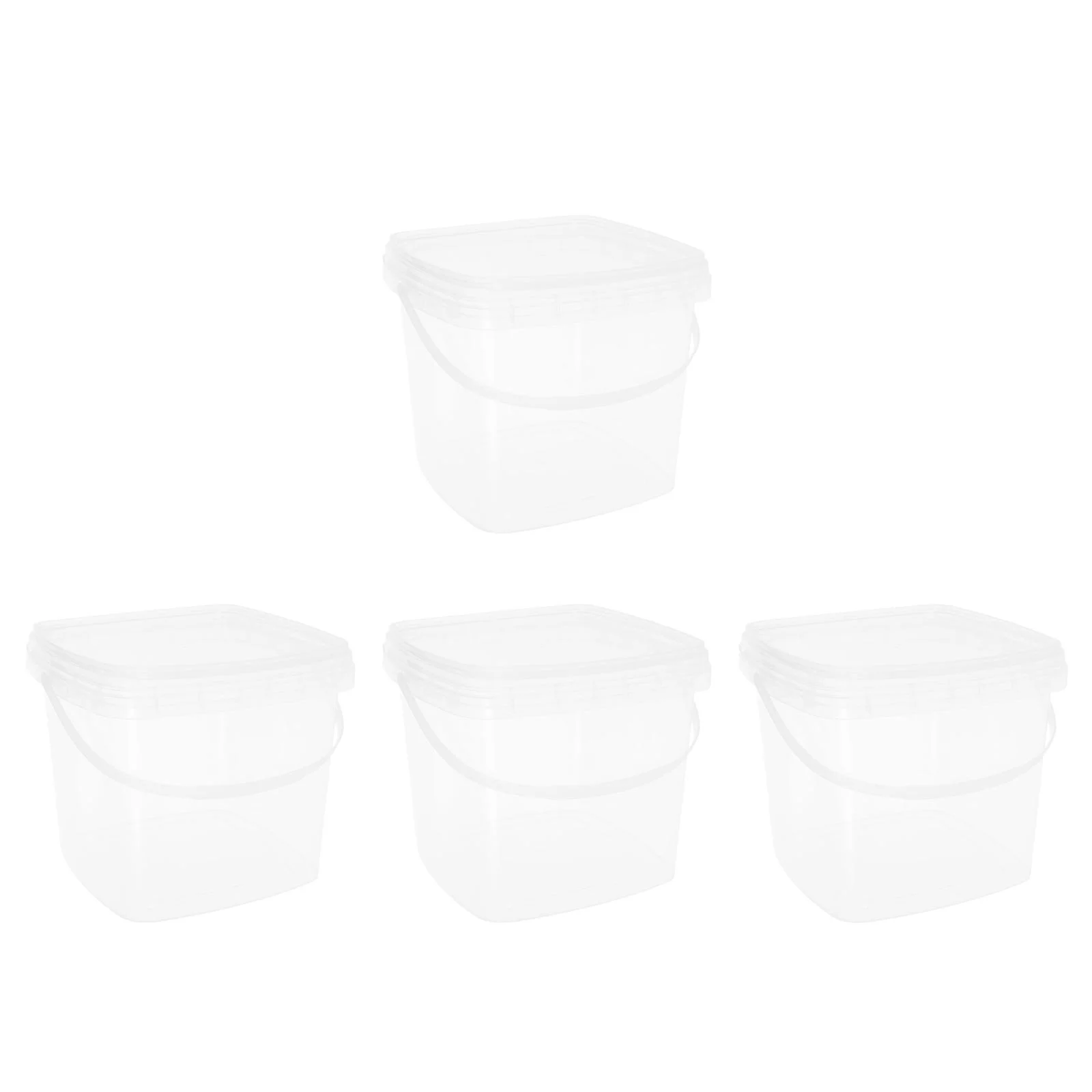 4pcs Plastic Paint Can 05 Gallon Bucket with Lid Handle Empty Ice Buckets 2L Water Bucket Paint Pail Food Storage Container for