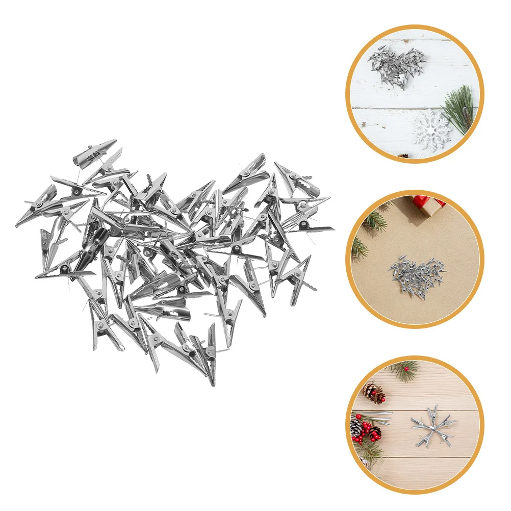 

100Pcs Christmas Flower Clips Mini Metal Clamps for Wreath Ornaments Tree Decoration Baubles Holders Artificial Flower Holder