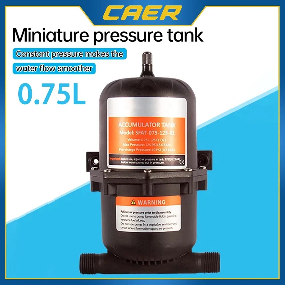 CAER 0.75L 125PSI Pre-Pressurized Accumulator Tank Hold Water Under Pressure Pump Storage Vessel Flow Control for RV Boat Marine