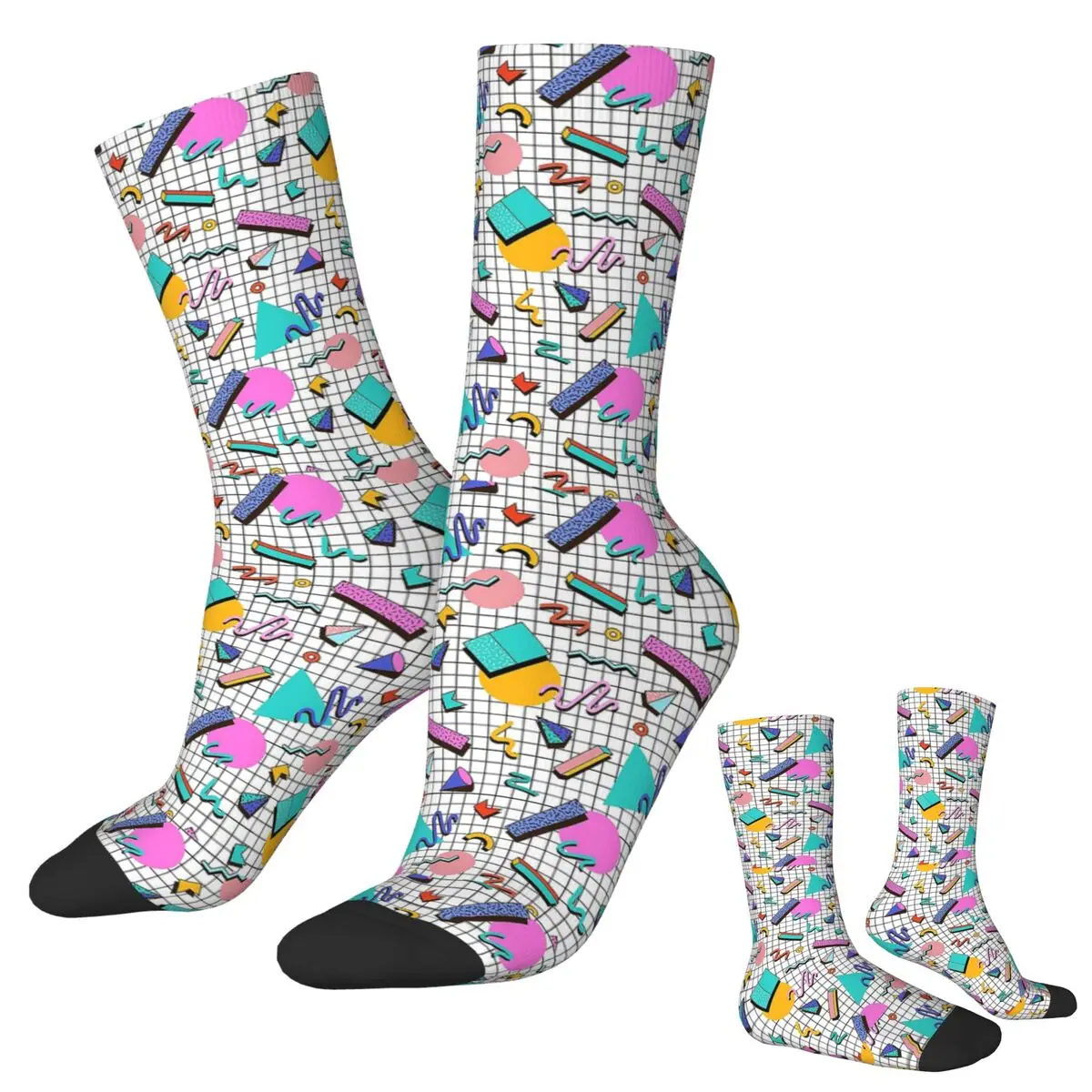 

Funky 80s Eighties Memphis Pattern Design Socks Harajuku Super Soft Stockings Long Socks Accessories for Unisex Birthday Present