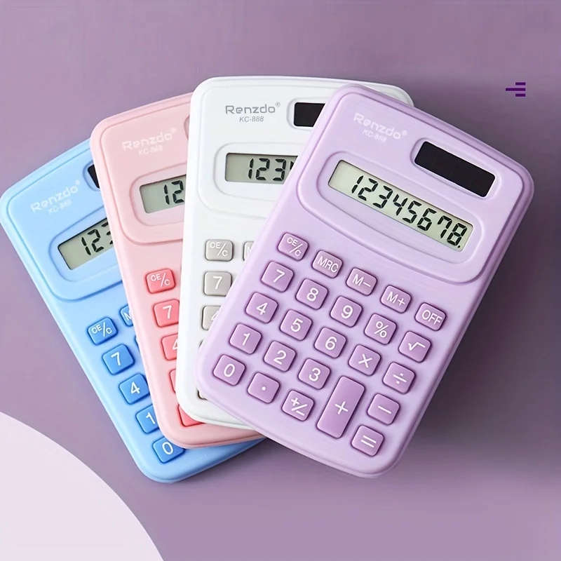 Small Solar Calculator Portable Calculator Cute 8 Digits LCD Electronic Home Office calculator for Kid Primary School Calculator