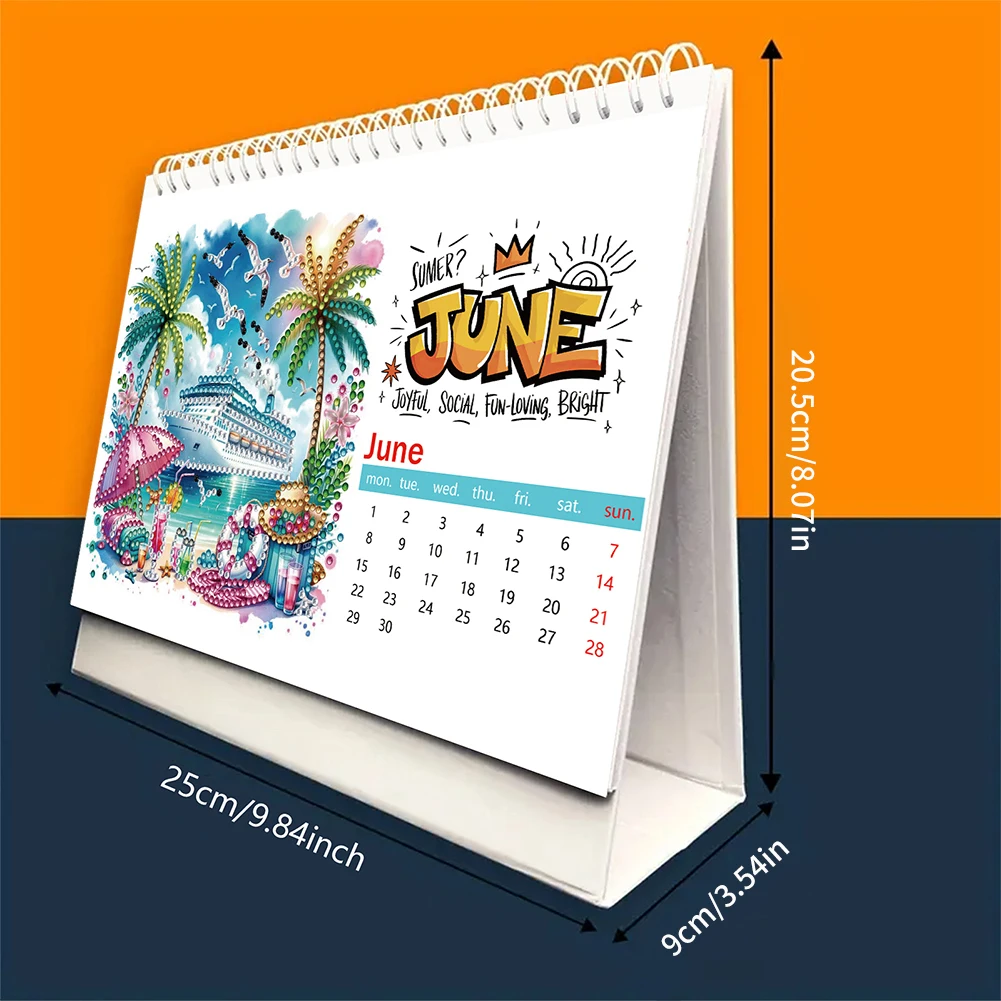 2026 Calendar DIY Diamond Painting Art Kit with Irregular Shaped Diamonds Diamond Painting Kit for Home Office School Scheduling