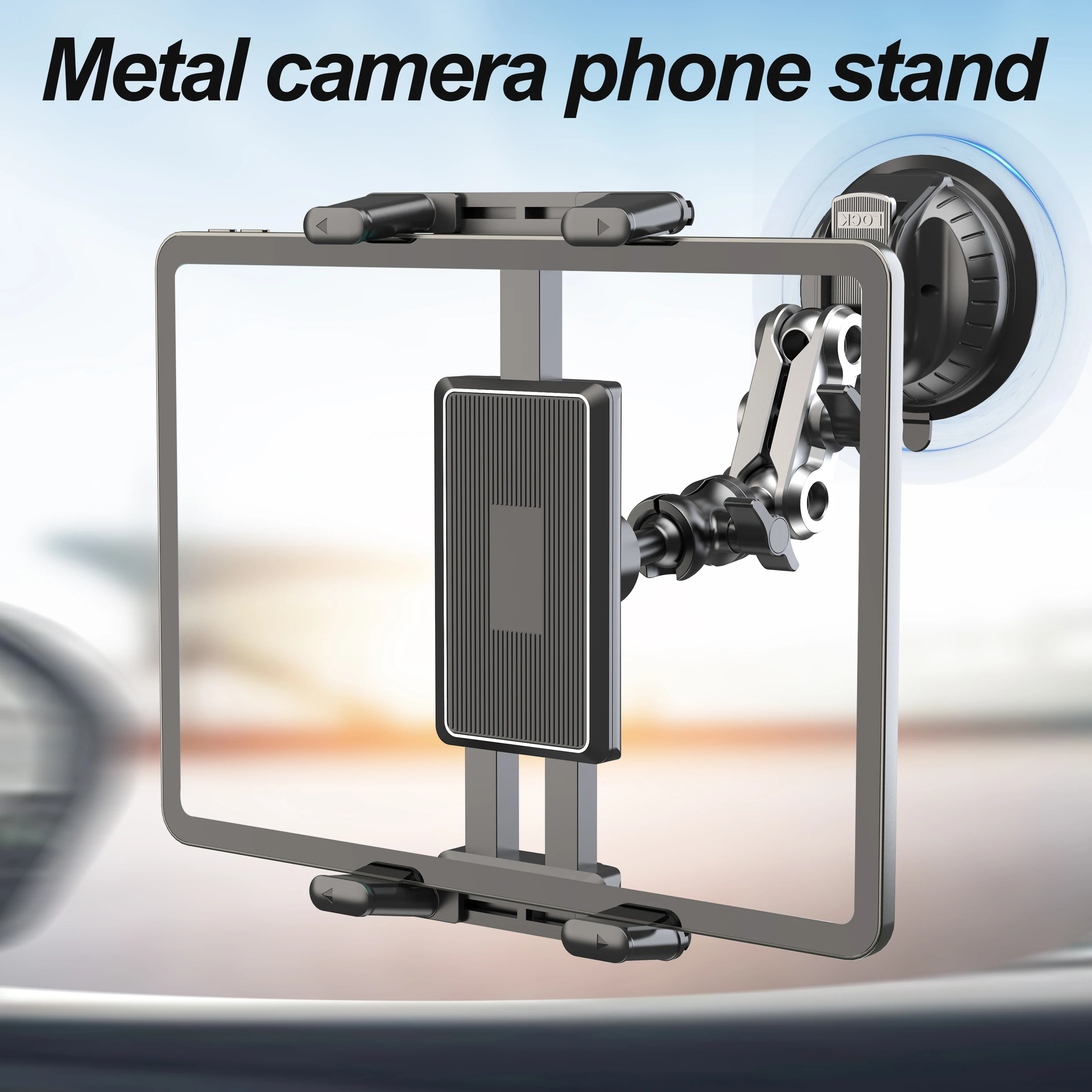 Universelle Autohalterung aus Aluminiumlegierung, verstellbarer Magic Arm für Videoaufnahmen und Vlog-Filmen, für 4"-15" Smartphones und Tablets – Detail 1