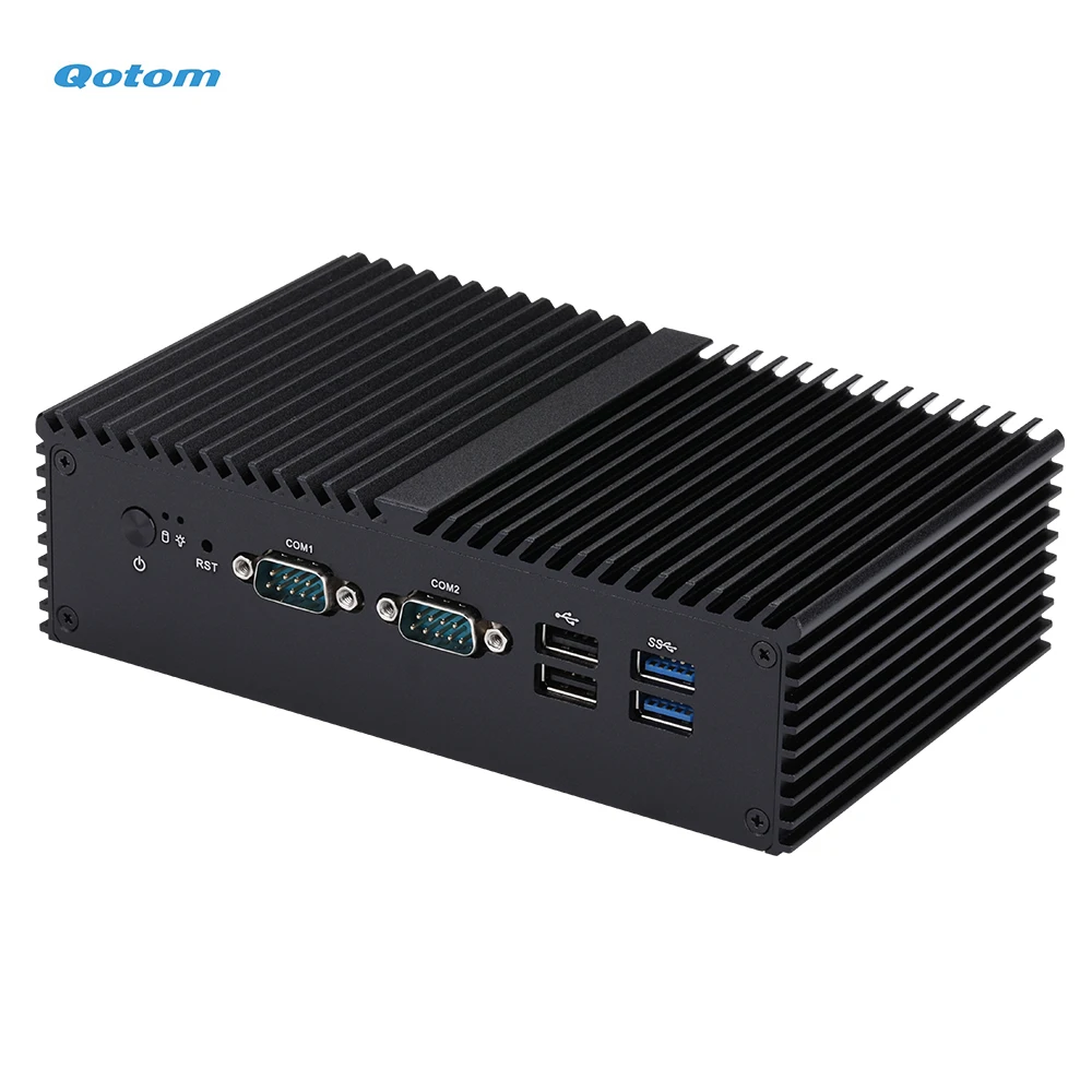 Imagem -02 - Qotom Fanless Mini pc J6412 Quad Core 2.0 Ghz Correndo 24 X86 Mini Desktop Industrial Duplo Lan 6x Rs232