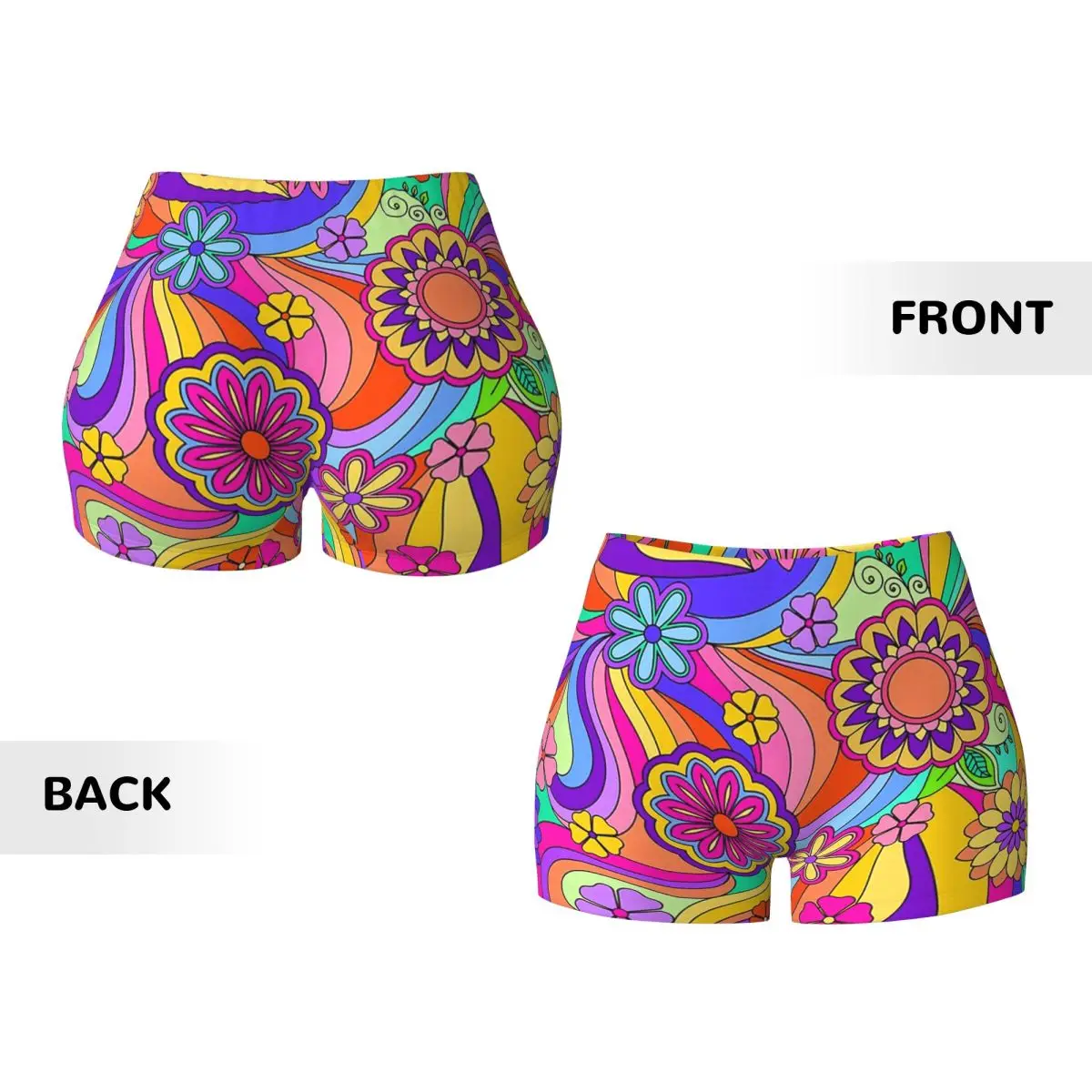 Personalizado groovy psicodélico flor power yoga shorts feminino ginásio treino correndo atlético vôlei biker shorts