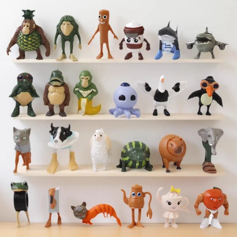 

Hot 24pcs Italian Brainrot Tung Tung Sahur Figures Doll Tralalero Tralala Bombardino Crocodilo Shimpanzini Bananini Model Toy