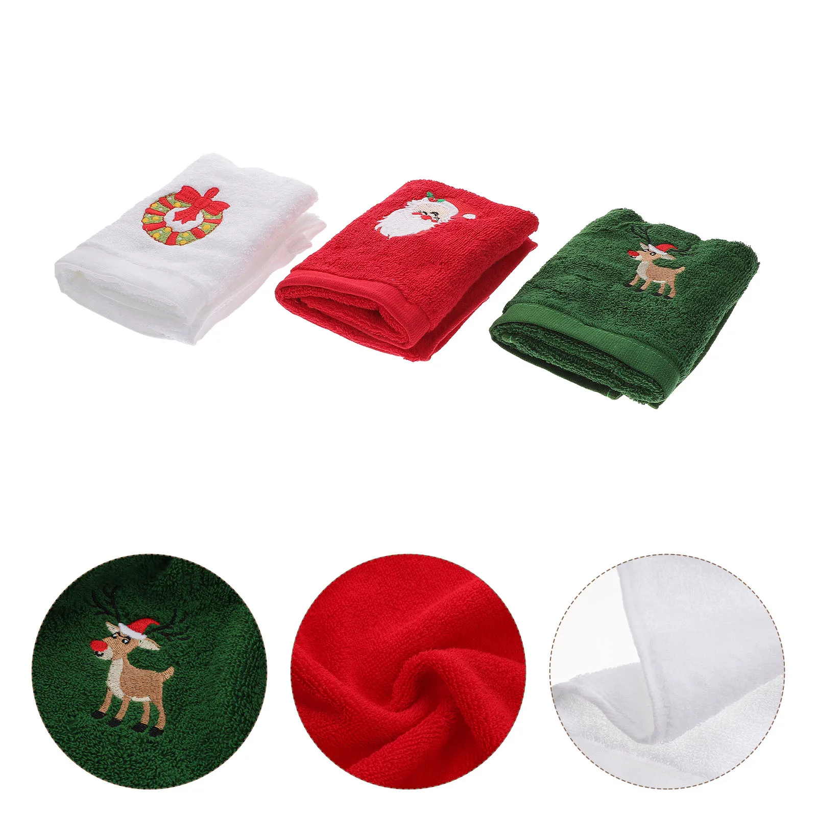 

6pcs Face Towels Cotton Washcloths Christmas Elements Moisture Absorbing Durable Skin Friendly Bath Towel Household Pure Cotton