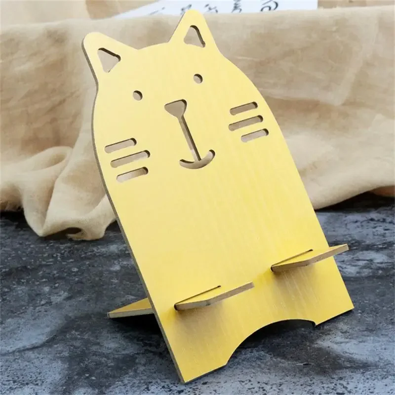 Universal Detachable Desk Phone Holder Mount Stand Cartoon Cat Wooden Mobile Phone Tablet Desktop Holder Portable Support