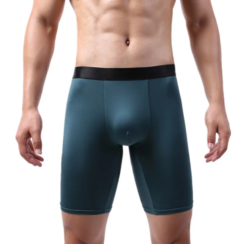 

Men Boxer Shorts Homme Breathable Ice Silk Underwear Man Panites U Convec Pouch Middle Long Leg Underpant Cueca Plus Size L-5XL