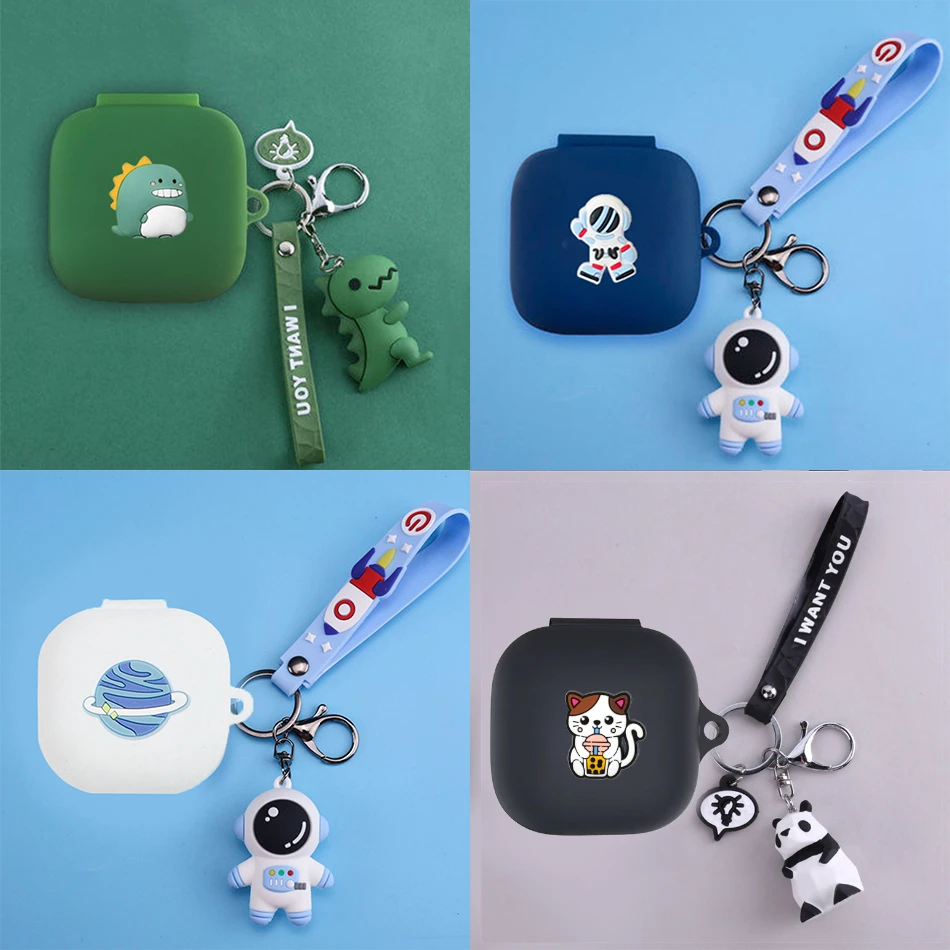 ل QCY T13 حافظة الكرتون رائد الفضاء/ديناصور/الباندا سماعة غطاء لطيف ل QCY T13 TWS سيليكون هيربون صندوق اكسسوارات