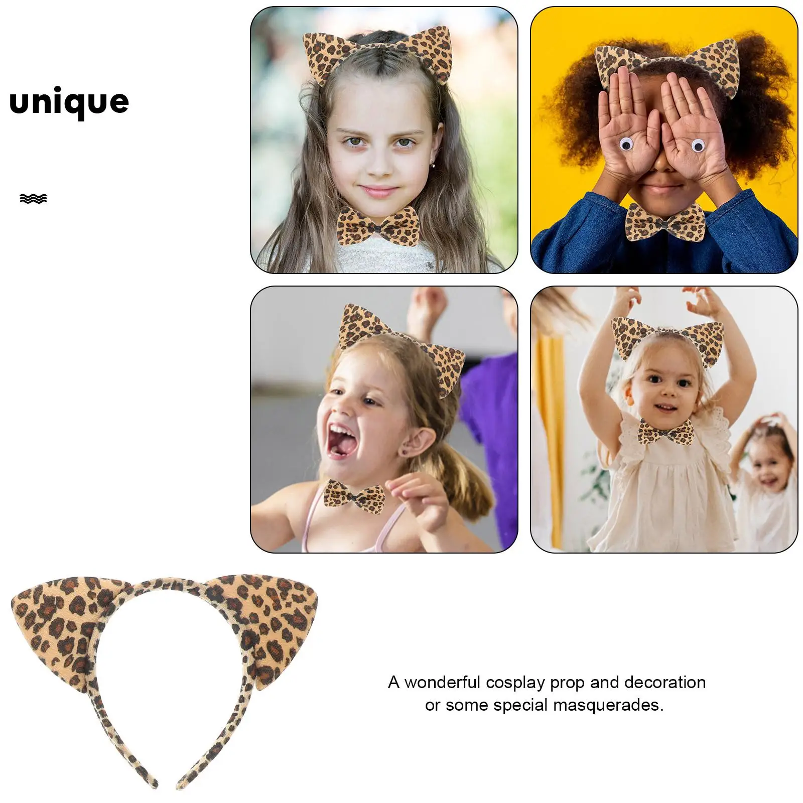   3 pièces oreilles queue nœud papillon chat bandeau fille cheveux accessoires Costume pour filles enfant