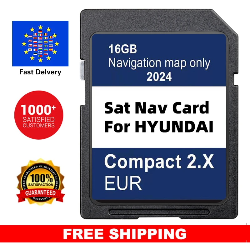 

Maps Europe UK Update Sat Nav for Hyundai H1/i20/Santa Fe/Grand Santa Fe/Tucson 2024 Navigation GEN2 System SD Card 16GB GPS