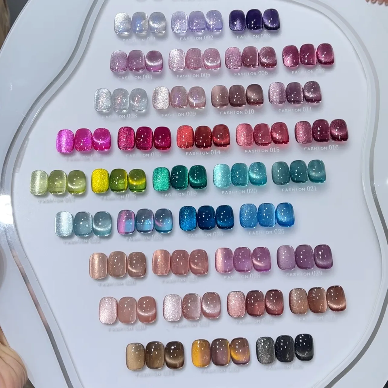 Close-up of gel nail polish colors swatches