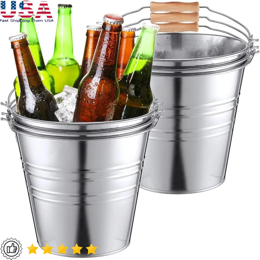 

6 шт. большие ведра для пива из оцинкованной стали с ручкой для хранения напитков в деревенском стиле для ледяной вечеринки