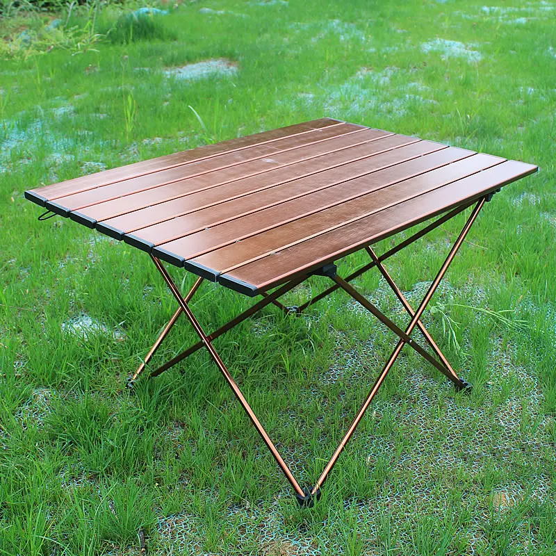 

Outdoor Camping Table Wood Grain Egg Roll Folding Table Picnic Desk Ultralight Portable Beach Table Tourist Plate Tables