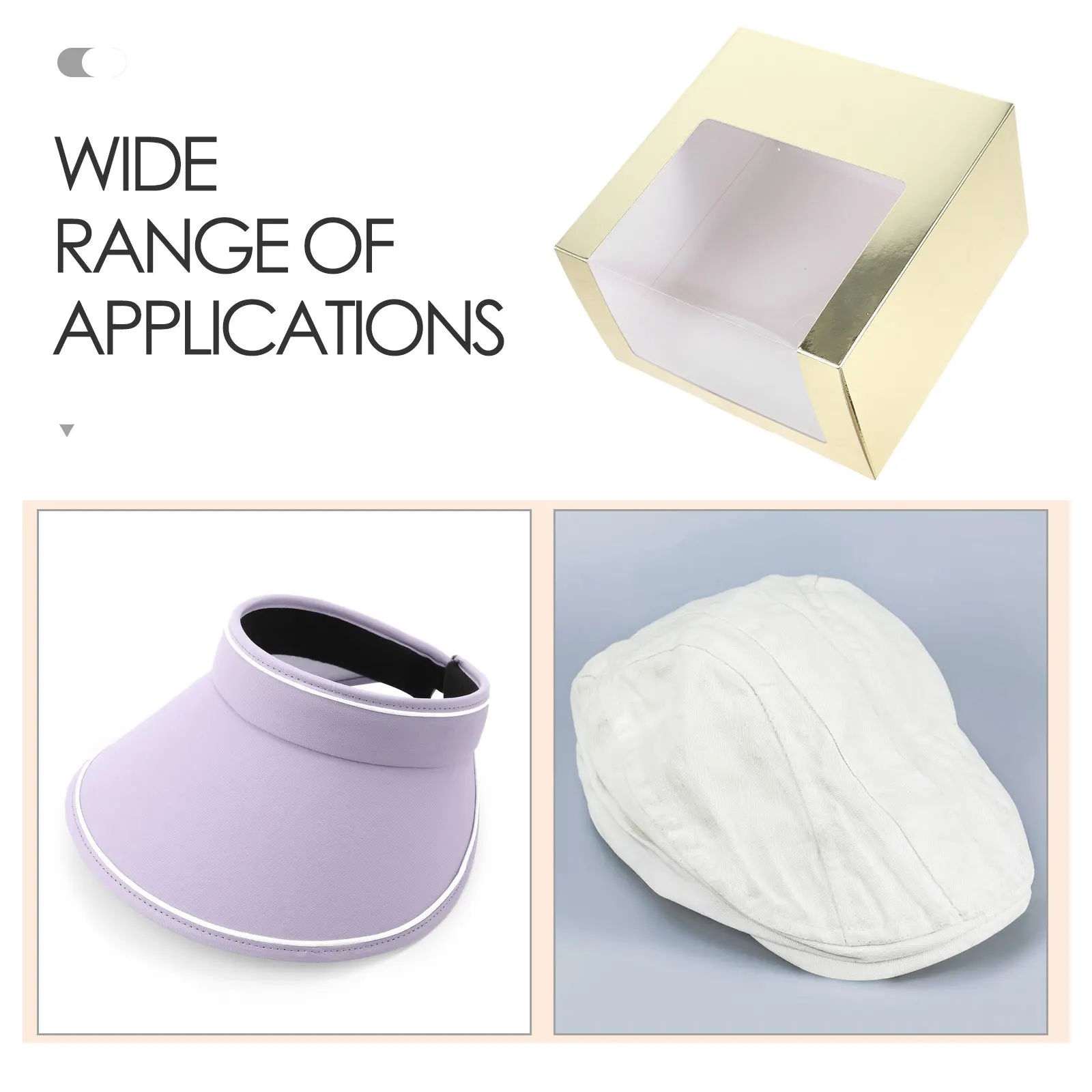 2Pcs Hat Packaging Boxes Square Paper Fold Hat Box Window Design Clear Display Case Travel Storage for Baseball Caps Organizer