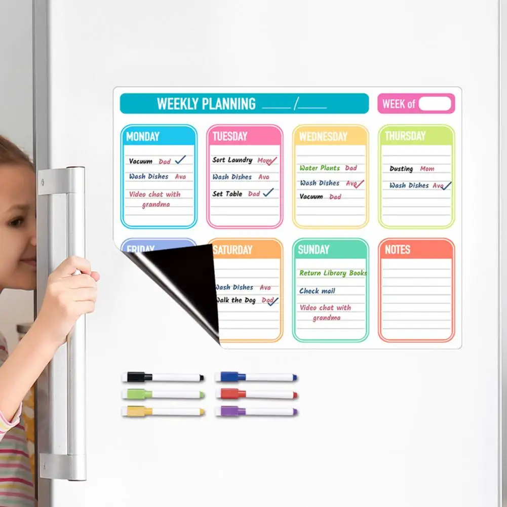 Easy-to-clean Magnetic Message Board Magnetic Message Board Weekly Planner Organize Home Kitchen with An Erasable Writing
