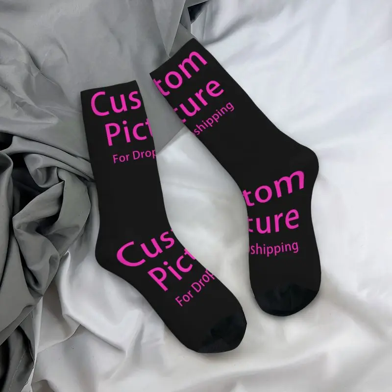 Personalized Custom Photo Logo Men\'s Crew Socks Unisex Funny Customized DIY Print Spring Summer Autumn Winter Dress Socks