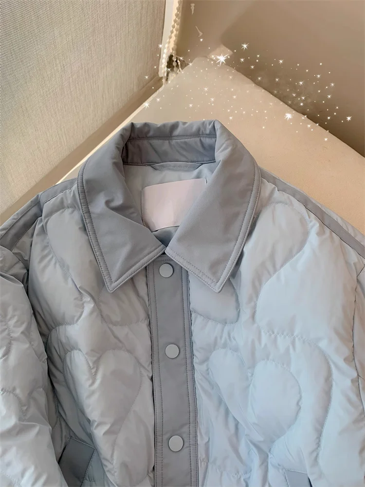 Trendy Oversized  Collar Cotton Jaet for Men And Women Pure Color Commute Sle Long Sve Zipper Closure Korean Version