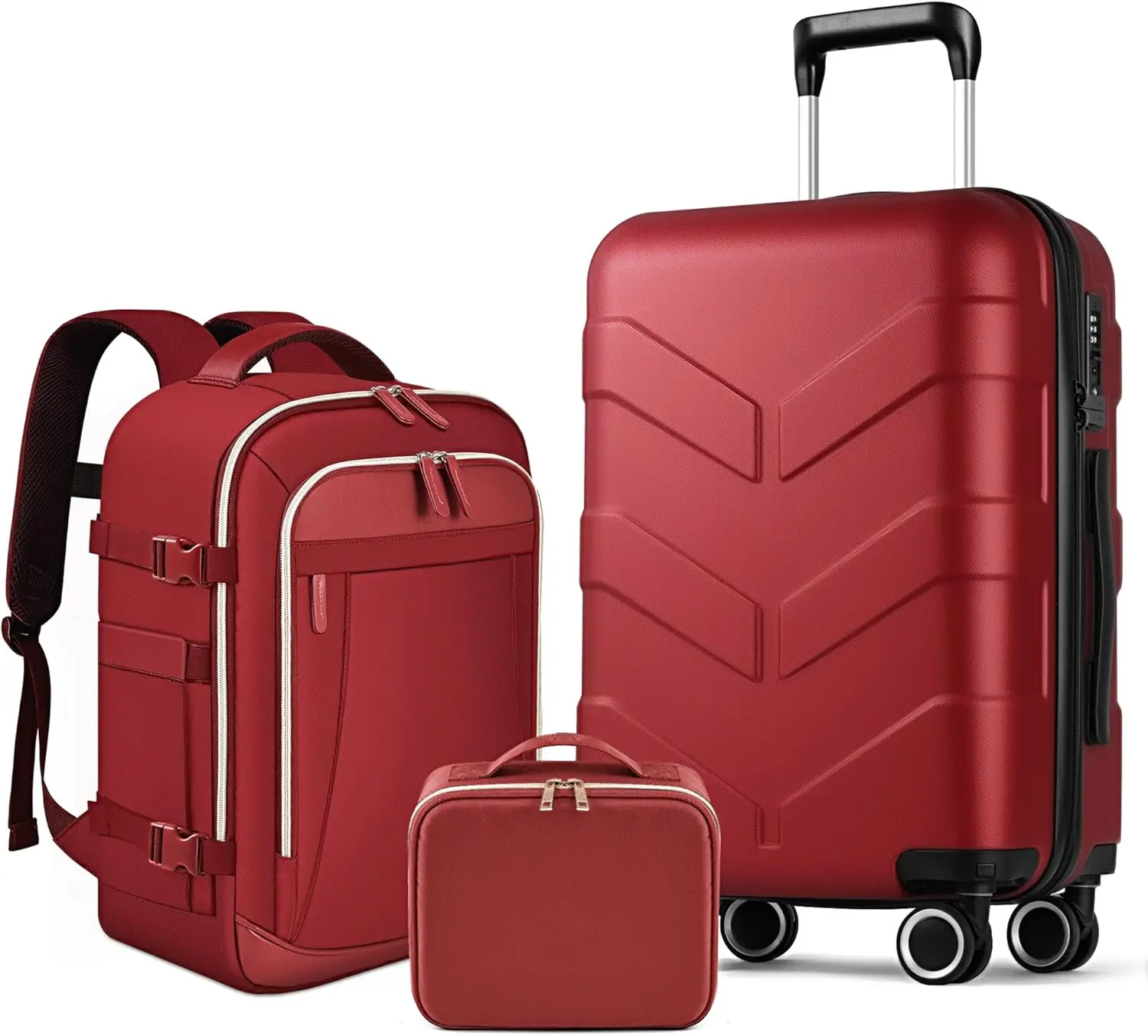 Expandable Luggage Set with Backpack - 21in Suitcase TSA Lock Spinner Wheels, Lightweight PP Hardshell Travel Luggage for Women