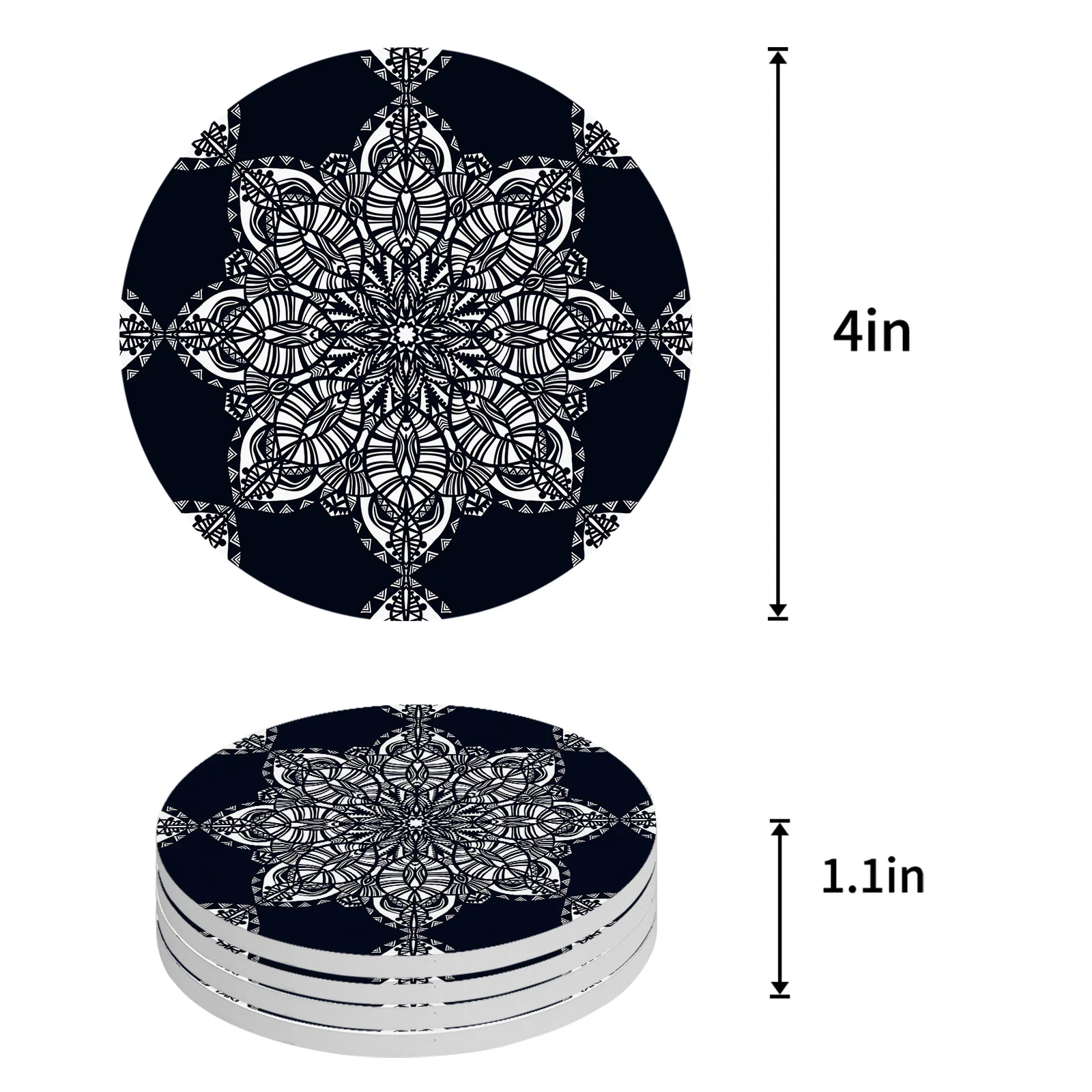 Mandala Abstract Flower Round Coaster Coffee Table Mats Kitchen Accessories Absorbent Ceramic Coasters