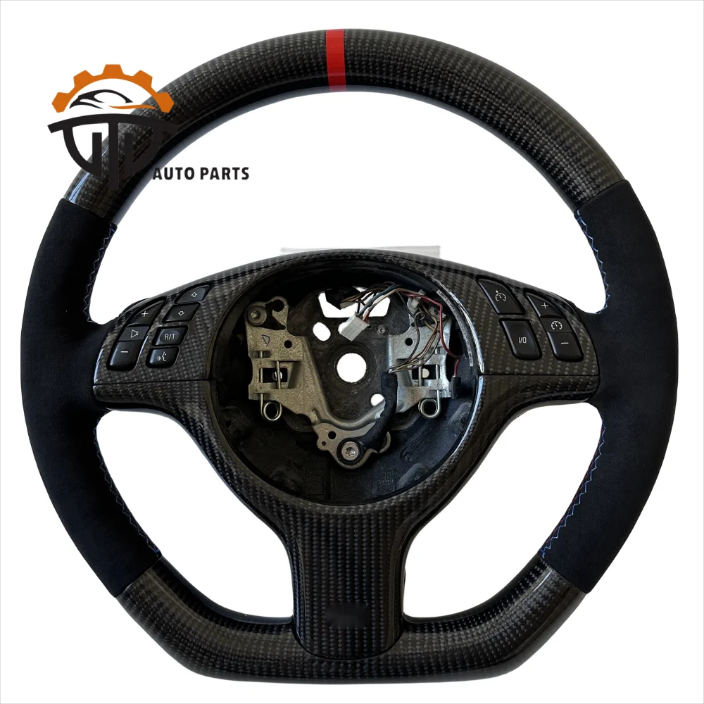 Glassy Carbon Fiber Steering Wheel for Bmw E46 Suede Leather