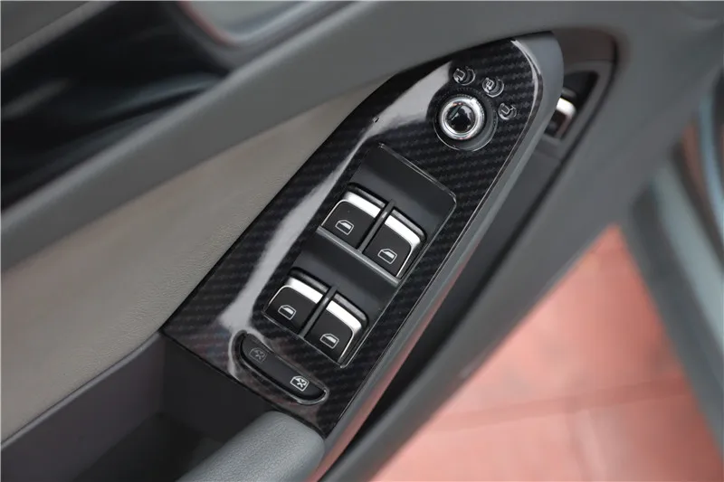 LHD RHD For Audi A4 A5 B8 2009-2016 abs carbon fiber Car Door Armrest Window Lift Switch Cover Trim Styling Moldings 4pcs - view 2