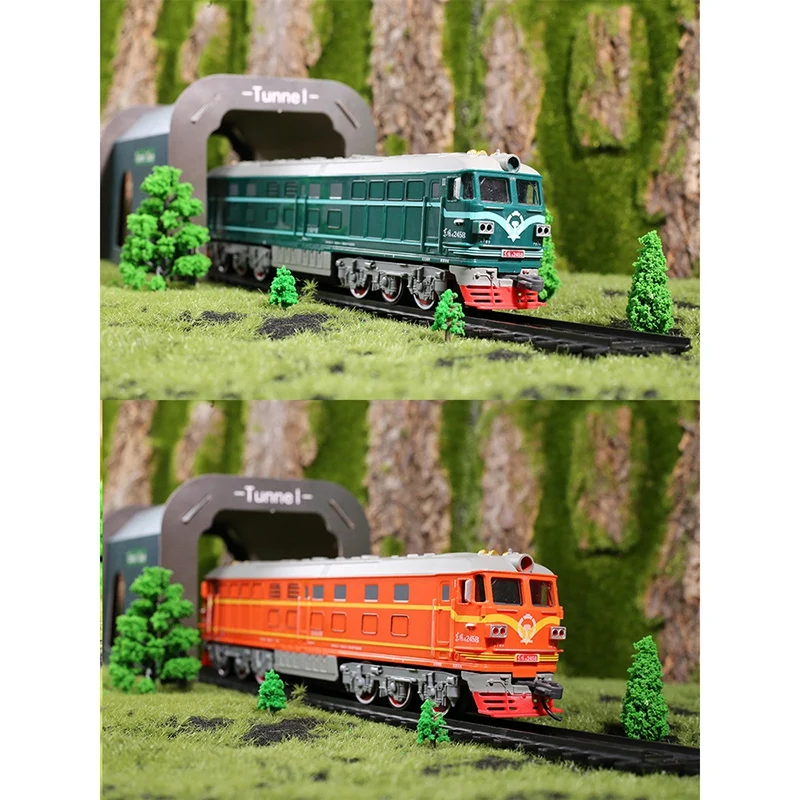 Kids Simulation 1:87 Alloy Internal-Combustion Locomotive Model Toy Acousto-Optic Train Toys for Children Gift(A)