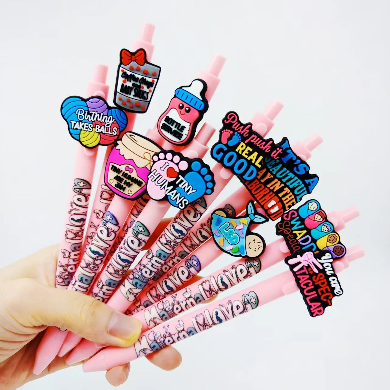 

8 шт./14 шт., тема Great Motherly Love, накладная ручка розового цвета, женская шариковая ручка для здравоохранения