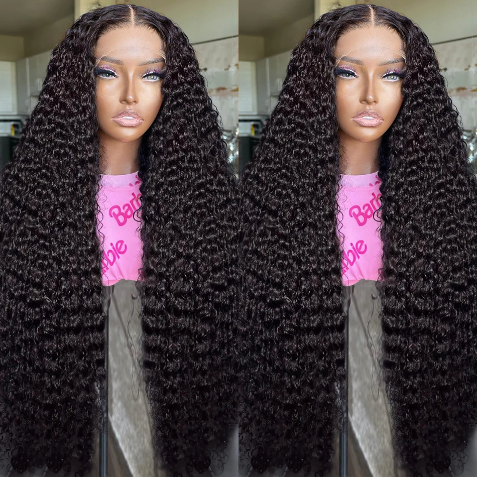 28 30 Inch Brazilian Water Curly 13x4 HD Lace Front Wig 200 Density Transparent Loose Deep Wave Frontal Human Hair Wig For Women