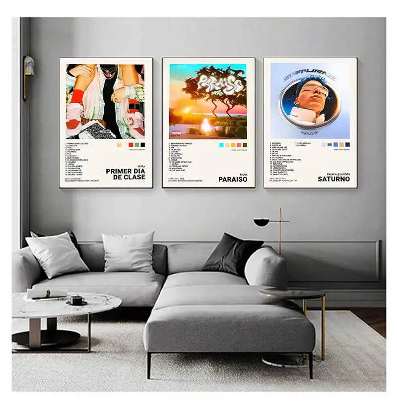 Nordic Pop Rapper Quevedo Poster Aesthetics Mora Feid Eladio Carrion Rauw AlejanDro Music Album Canvas Print Wall Art Room Decor