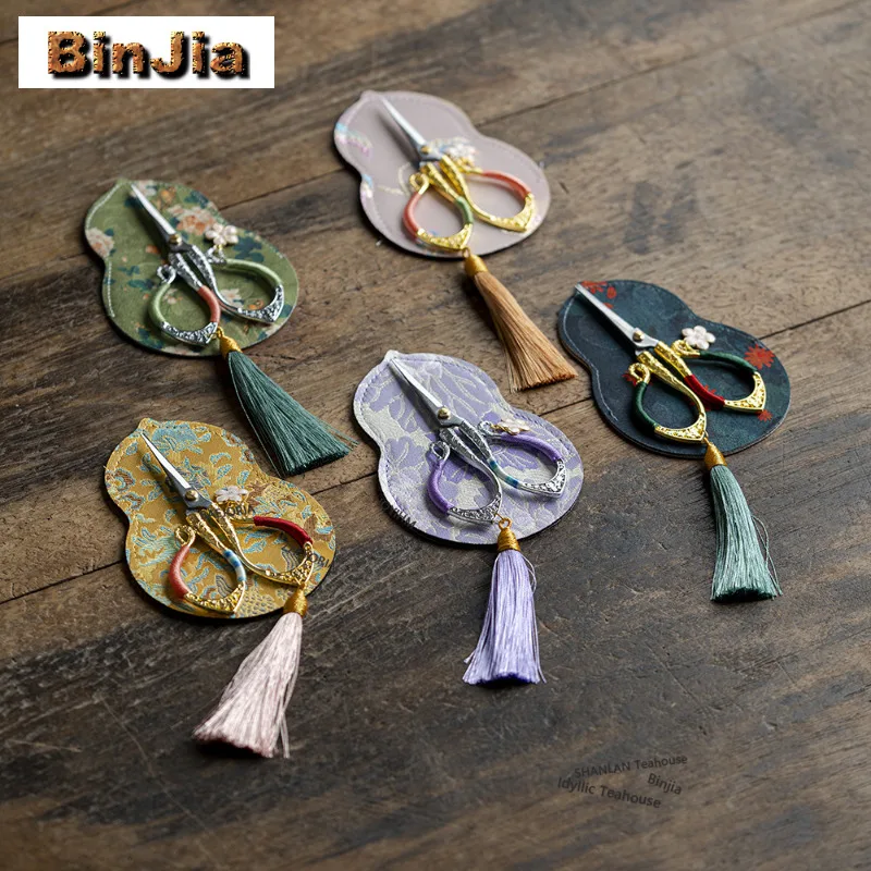 Stainless Steel With Tassels Tea Bags Scissors Embroidery Cutting Sewing Tailor Shears Needlework Craft Household Teaset Craft