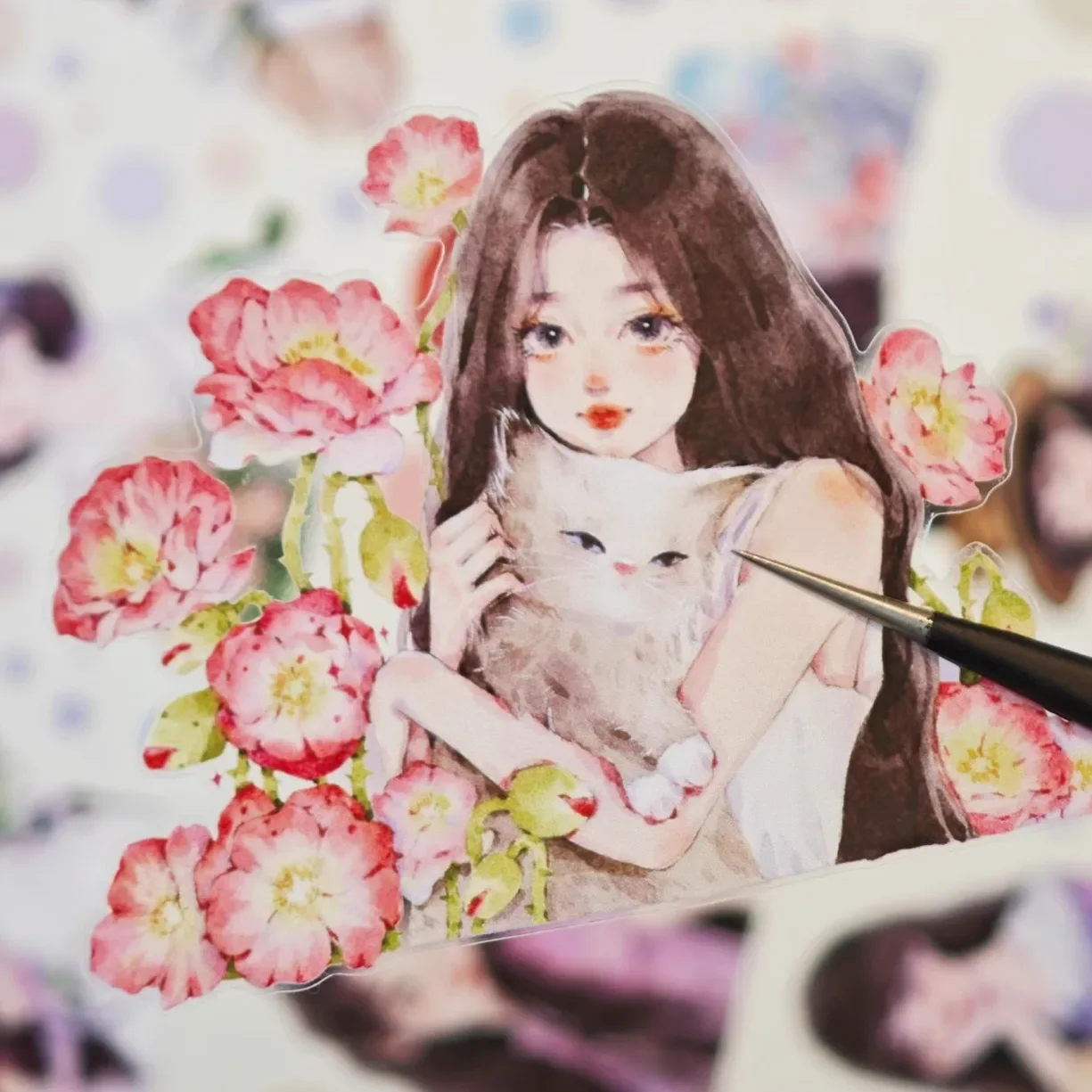 

Gentle Girl Washi Pet Tape New Character And Paper PET Die Cut Sticker