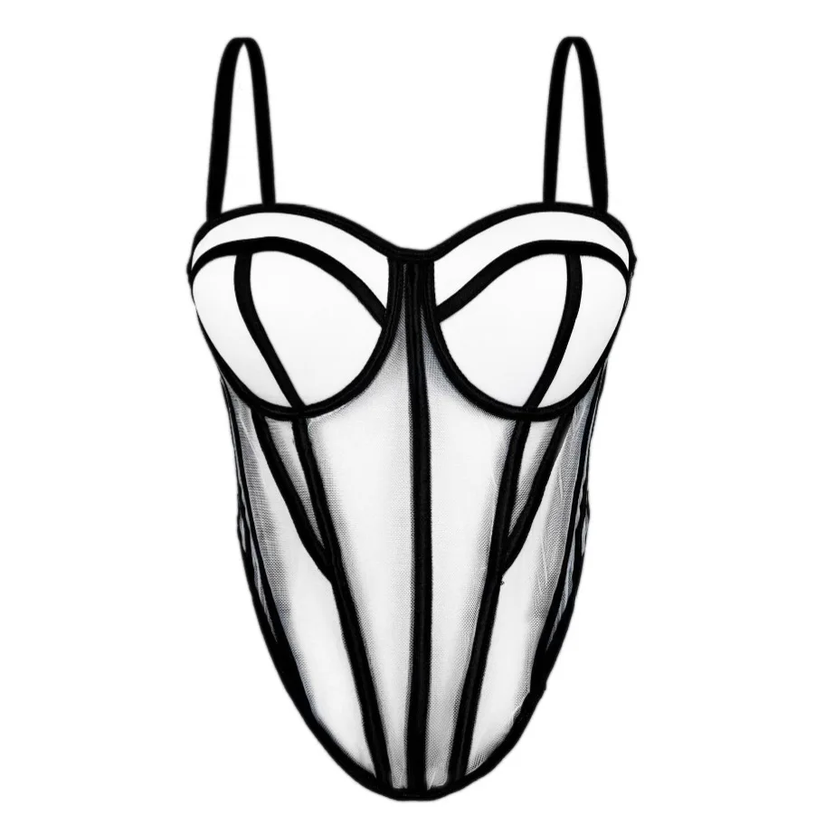 Sexy See-tough Me Top Color Blo Strap Fibone Design Slim Fit Capispalla Gilet da donna Cinturino Brtte ort Lunghezza