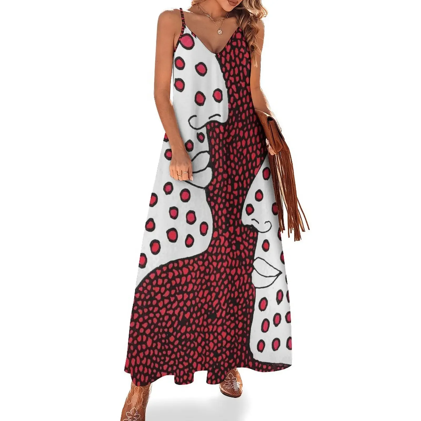 

Yayoi Kusama Abstract Honeycomb Sleeveless Dress evening dresses ladies Long dress woman Summer skirt