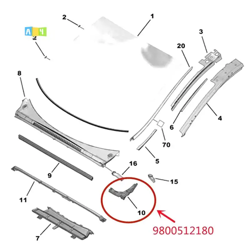 

A04E-For 3008 Sponge Foam Windshield Front Foam Rain Collector Sponge 8251GY 8251GZ 9800512080 9800512180