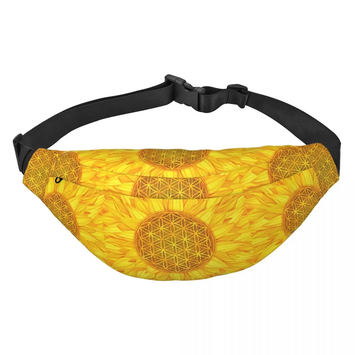 

Casual Flower Of Life Sunflower Fanny Pack Running Mandala Floral Sacred Geometry Sling Crossbody Waist Bag Phone Money Pouch