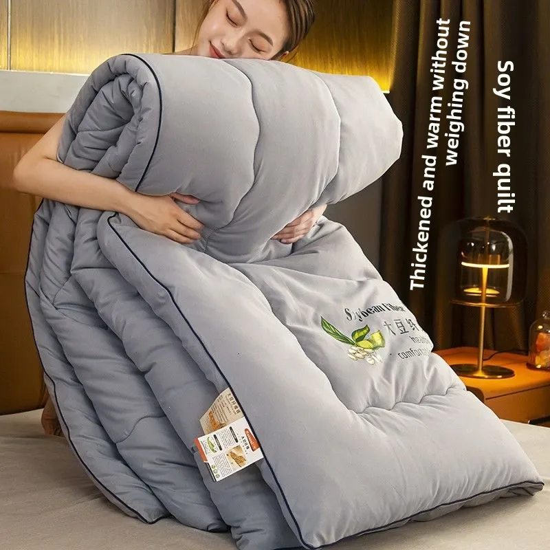 Soybean Fiber Thick Warm All Season Dormitory Winter Quilt Single Double Size Winter Quilt Thickened To Keep Warm Winter Quilt