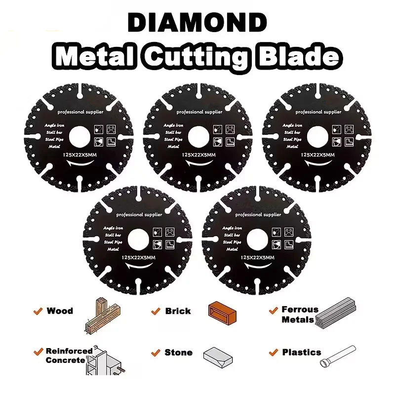 

3pcs 125mm heavy-duty diamond cutting discs, suitable for steel, aluminum, concrete, stone, marble, cutting discs for industrial