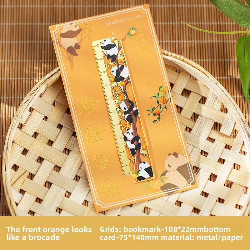 Metal Panda Bookmark Chinese Style Retro Hollow Book Clip Pagination Mark Book Holder Ruler Multifunction School Office Supplies