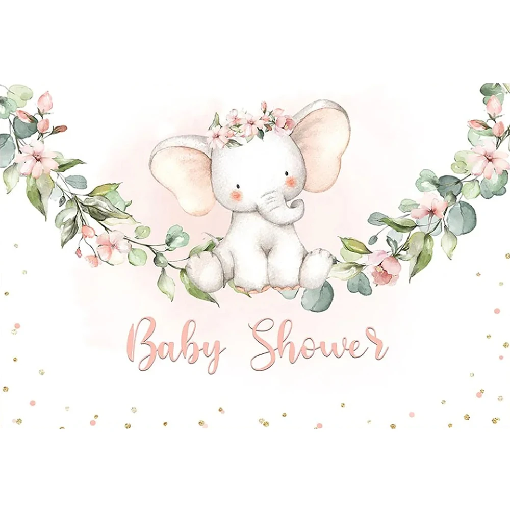 Cute Elephant Background Cloth Baby Shower Gender Revealing Party Decoration Newborn Portrait Photography Background Props