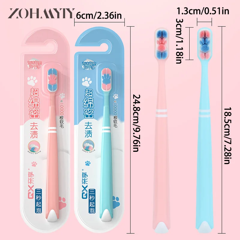 1/2Pcs Cartoon Cat Claw Extra Soft Bristles Toothbrush Couple Adult Soft Hair Toothbrush Family Set