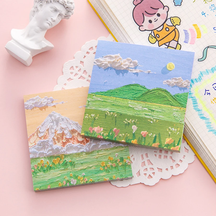 80pcs Oil Painting Scenery Convenience Sticker Salt simple Japanese high-value cute stickers school supplies office stationery