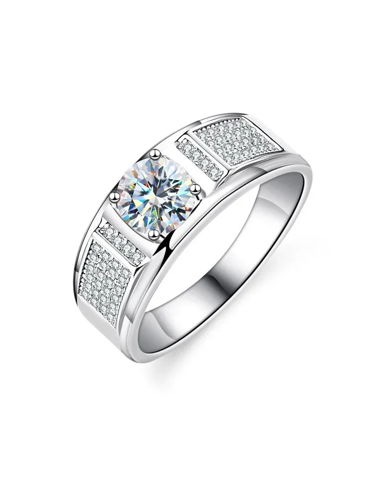 1CT Luxus-Hochzeitsringe mit echtem Moissanit-Diamant für Männer, Geschenk aus echtem 925er-Sterlingsilber, beste Qualität, edler Schmuck – Detail 5