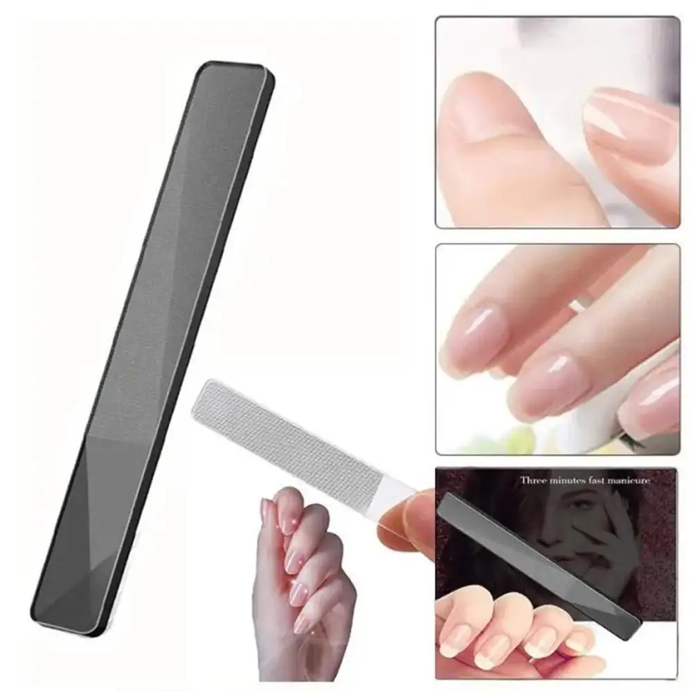 1 Stuks Draagbare Glazen Nagelvijl, Kristal Glas Nail Tool Kit, Zorg Nagelvormer Nagellak Nagel Met Bestand Opbergdoos K1c1